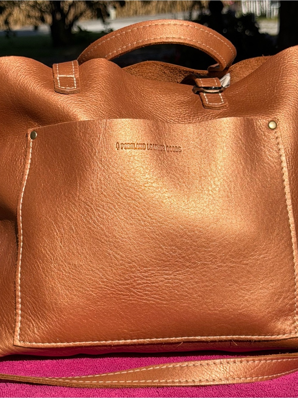 Portland Leather Havana Classic Medium Crossbody Tote
